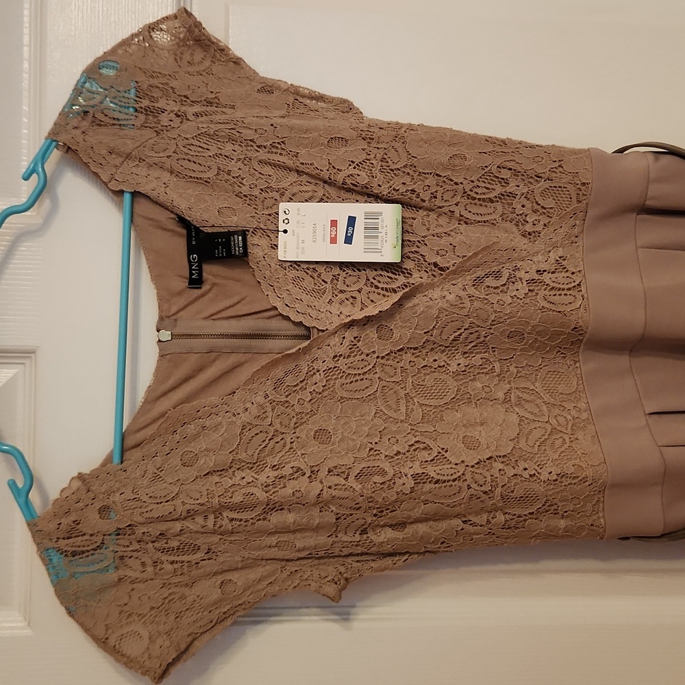 NWT MNG by Mango tan lace dress - Picture 2 of 5